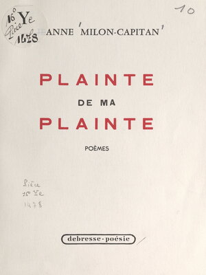 cover image of Plainte de ma plainte